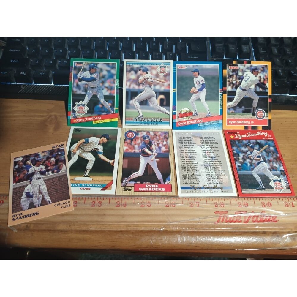 Ryne Sandberg 9 Different Card Lot 6 Chicago Cubs